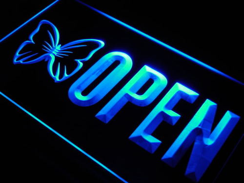 OPEN Beauty Salon Butterfly Nail Neon Light Sign